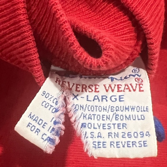 Vintage 80s Red Champion Reverse Weave 1980s Crewneck Pullover Sweatshirt - Picture 5 of 5